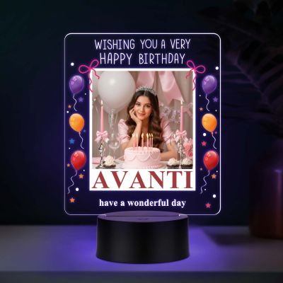 Personalized Birthday UV Print 7-Color LED Lamp – Custom Photo & Name Acrylic Light
